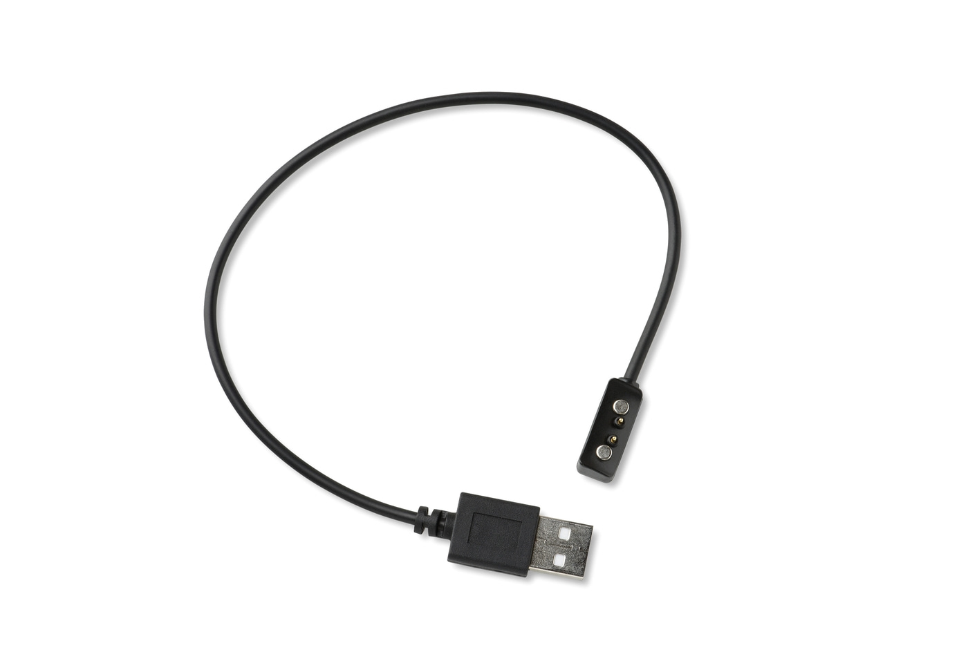 Sort opladerkabel med USB og magnetisk opladerstik til smartwatch