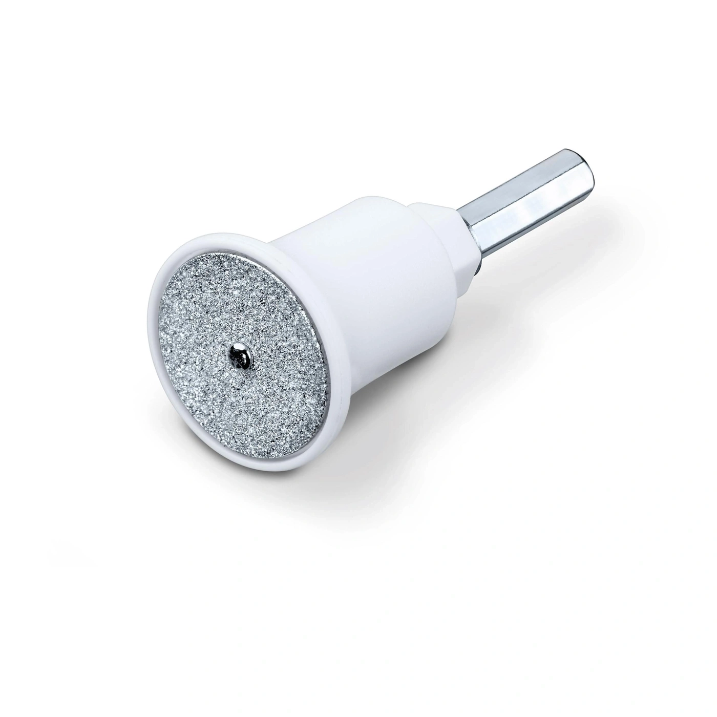 Un accessorio bianco con una superficie ruvida e scintillante e un albero d'argento.