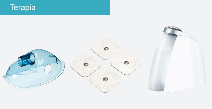 Dispositivi medici: maschera, cuscinetti e dispositivo per la terapia.