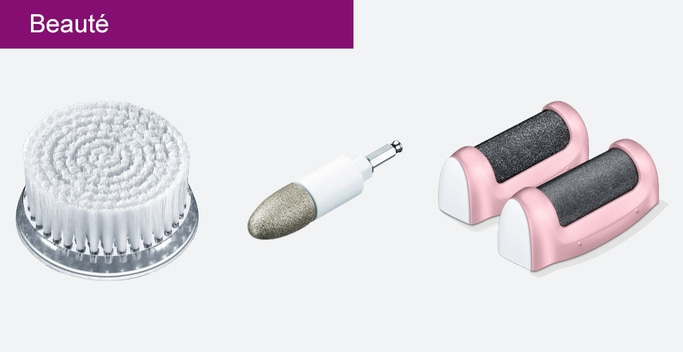Produits de beauté : brosse, meuleuse, limes à pieds pour soins personnels.