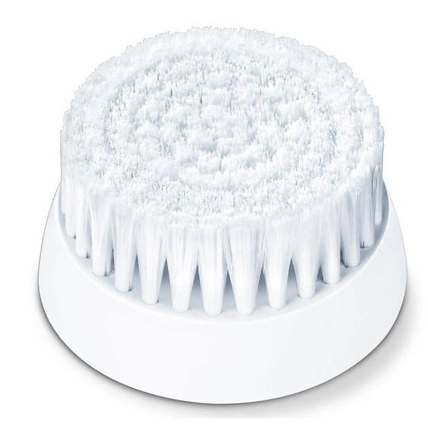 A white facial cleansing brush head with fine bristles.