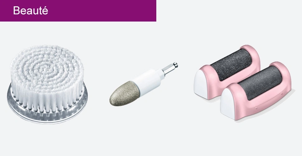 Produits de beauté : brosse, meuleuse, limes à pieds pour soins personnels.