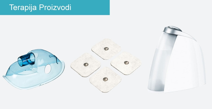 Medicinski uređaji: maska, jastučići i uređaj za terapiju. Zdravstvena oprema.