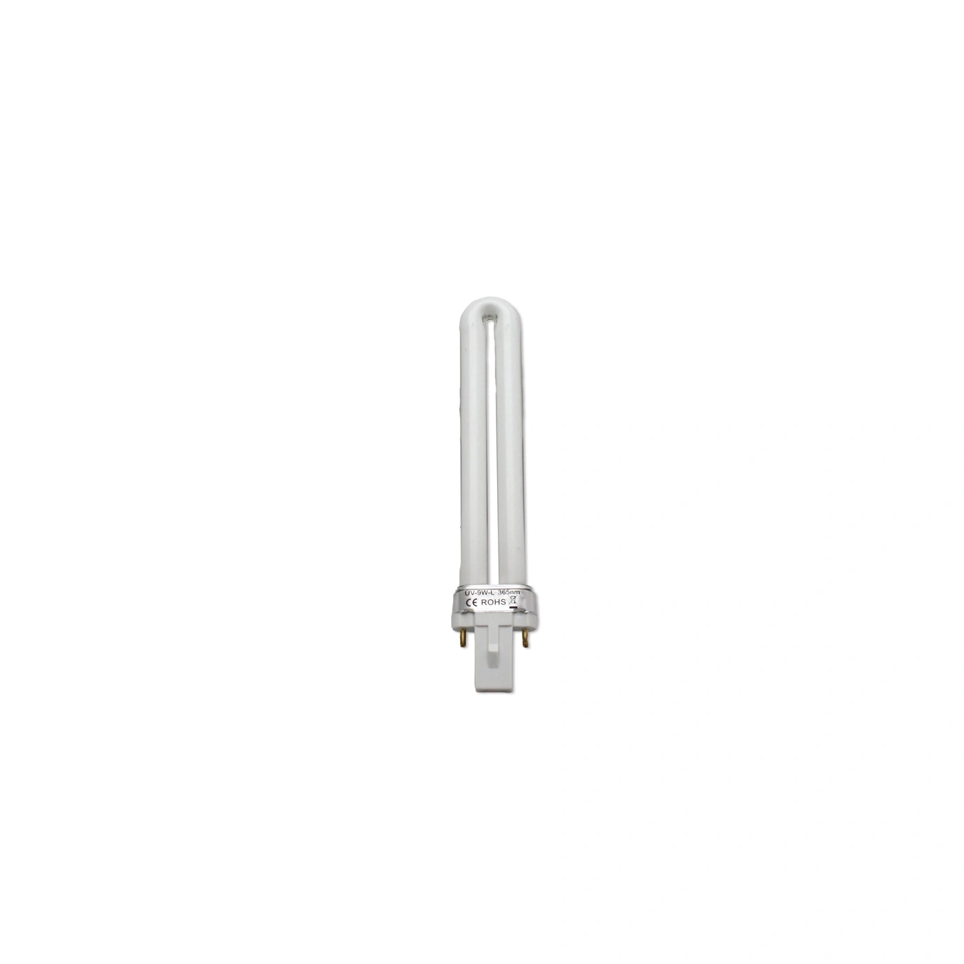 Una lampada UV con tubo a forma di U e base.