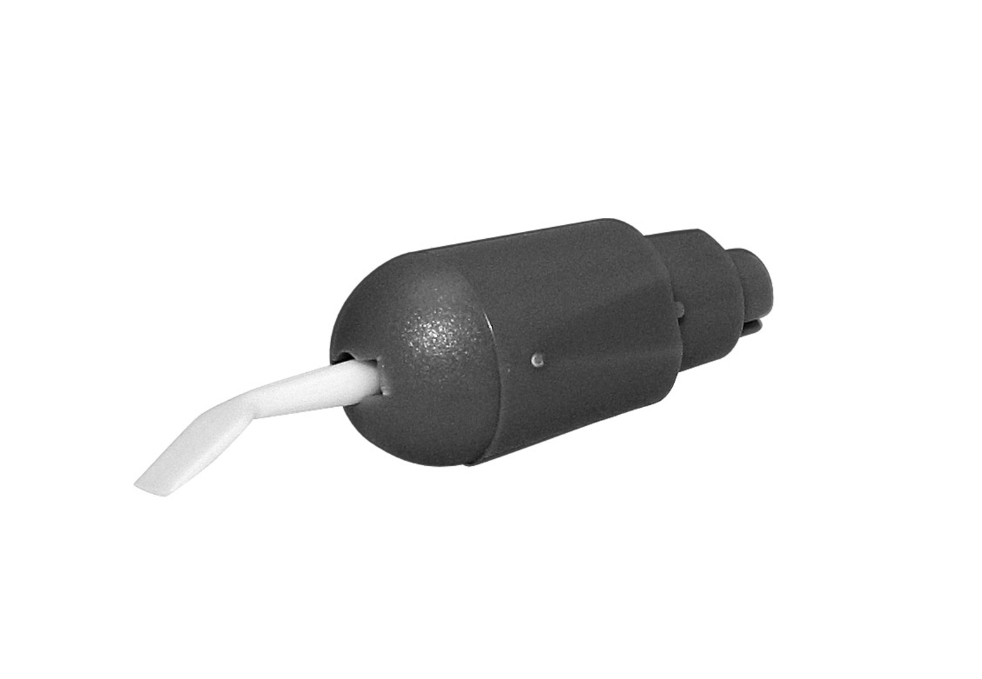 Grijs object met witte steel, geïsoleerd op witte achtergrond.