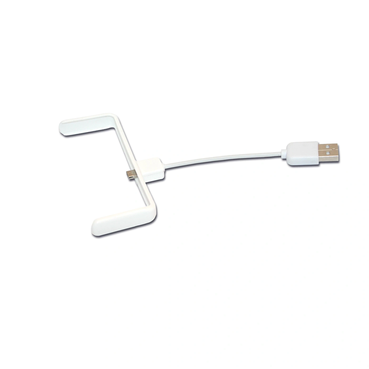 Un adaptateur USB blanc avec un connecteur micro USB et une prise USB-A.